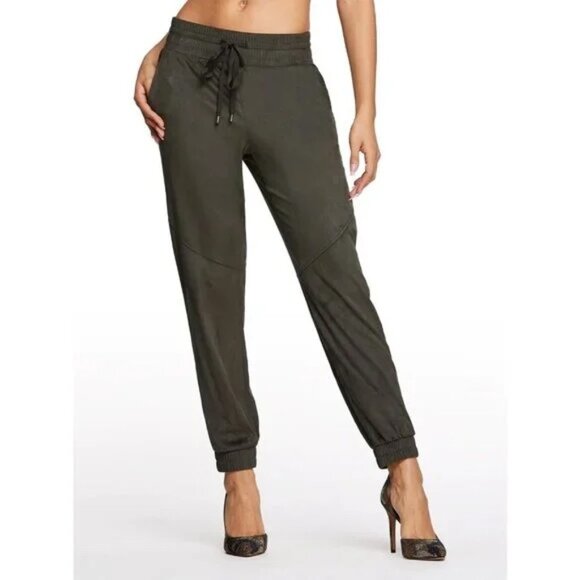 Jessica Simpson Aida Soft Jogger Faux Suede Pants in Peat - Picture 3 of 3
